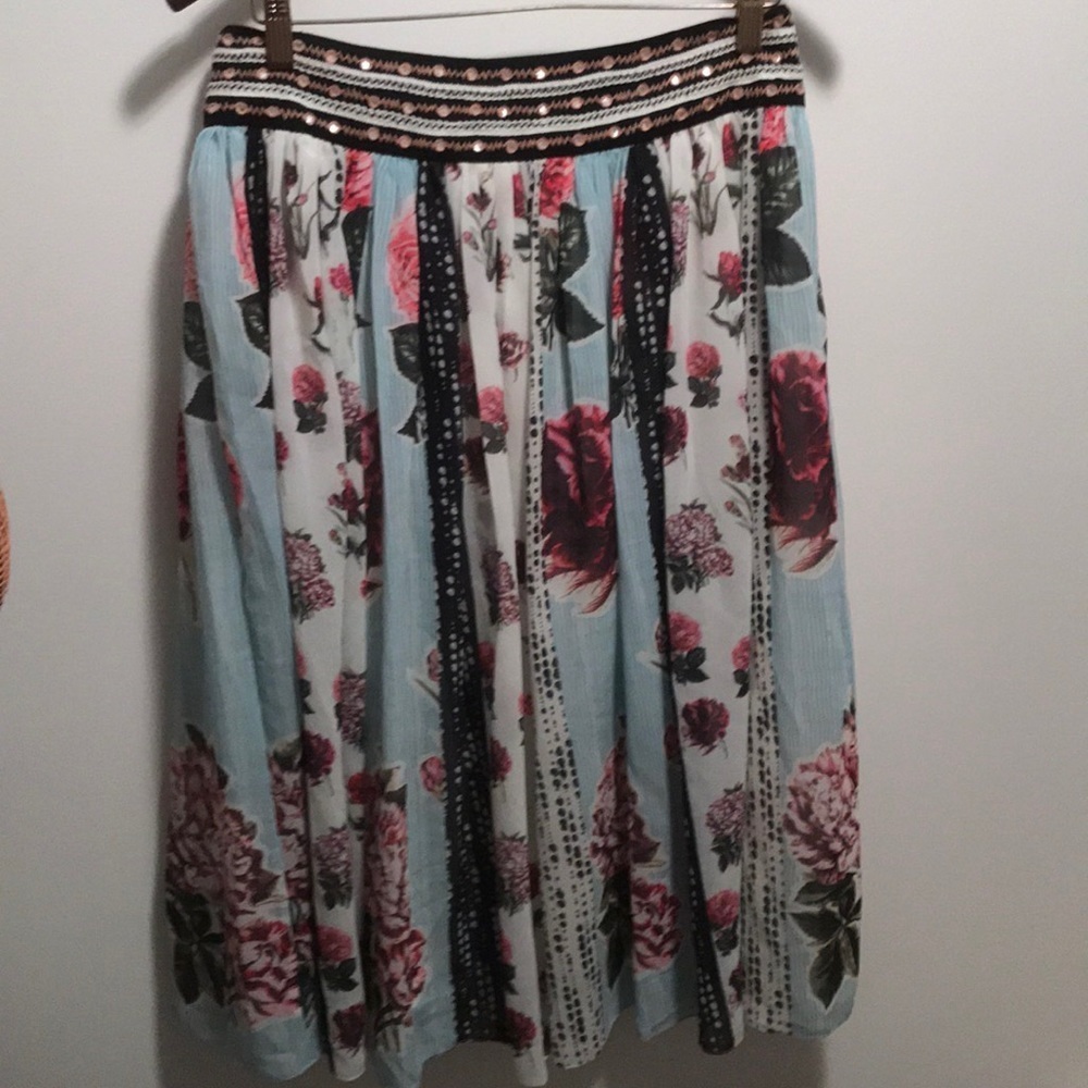 Anthropologie Condorcet Floral Midi skirt sz 8 - Picture 5 of 8
